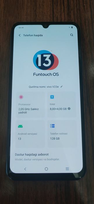 Vivo v23e yangi 8+8/128