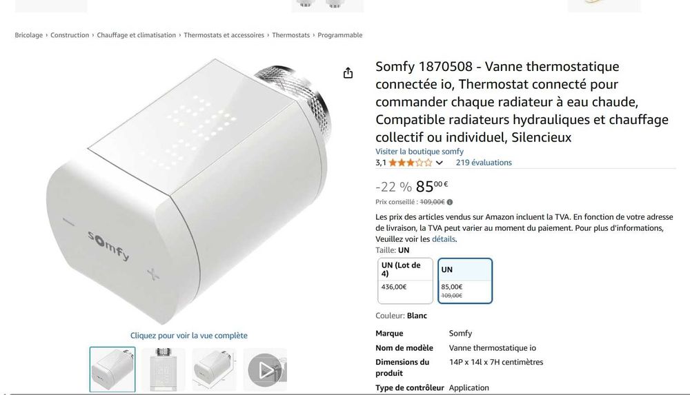 Robinet termostatic Somfy 1870508