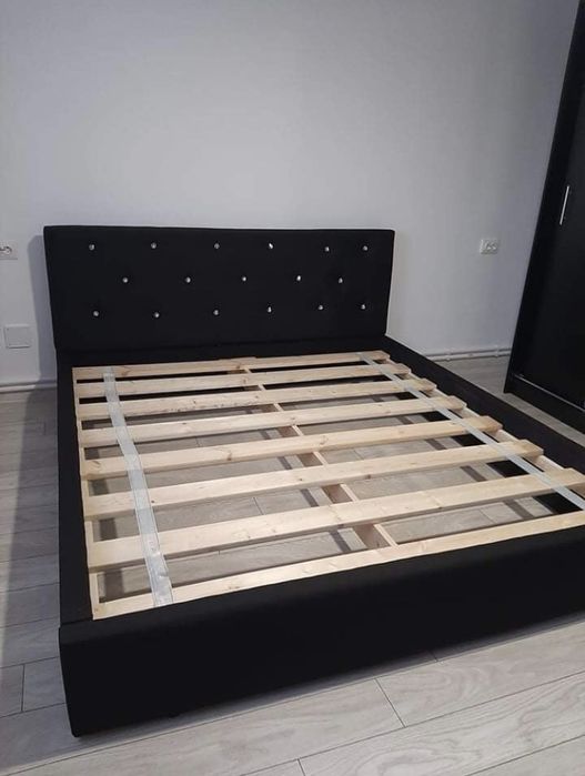 Pat Tapitat NOU + Saltea 1070 lei| Transport GRATUIT