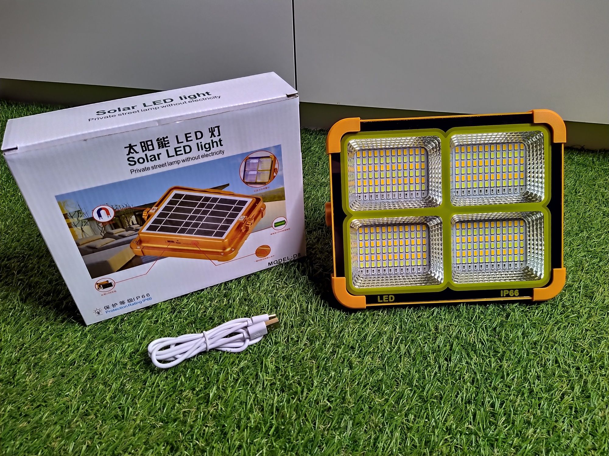 Proiector solar portabil puternic 500W / 4500lm/ 12500mAh, Camping