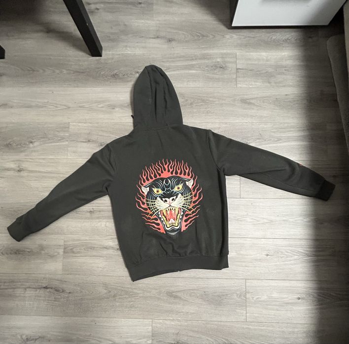 Bluza gri cu model si fermoar zip-up baggy fit