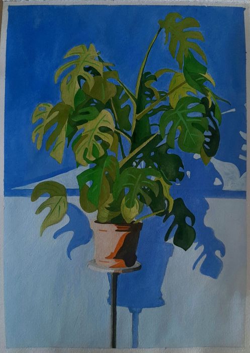 Pictura floare realizata în acuarela