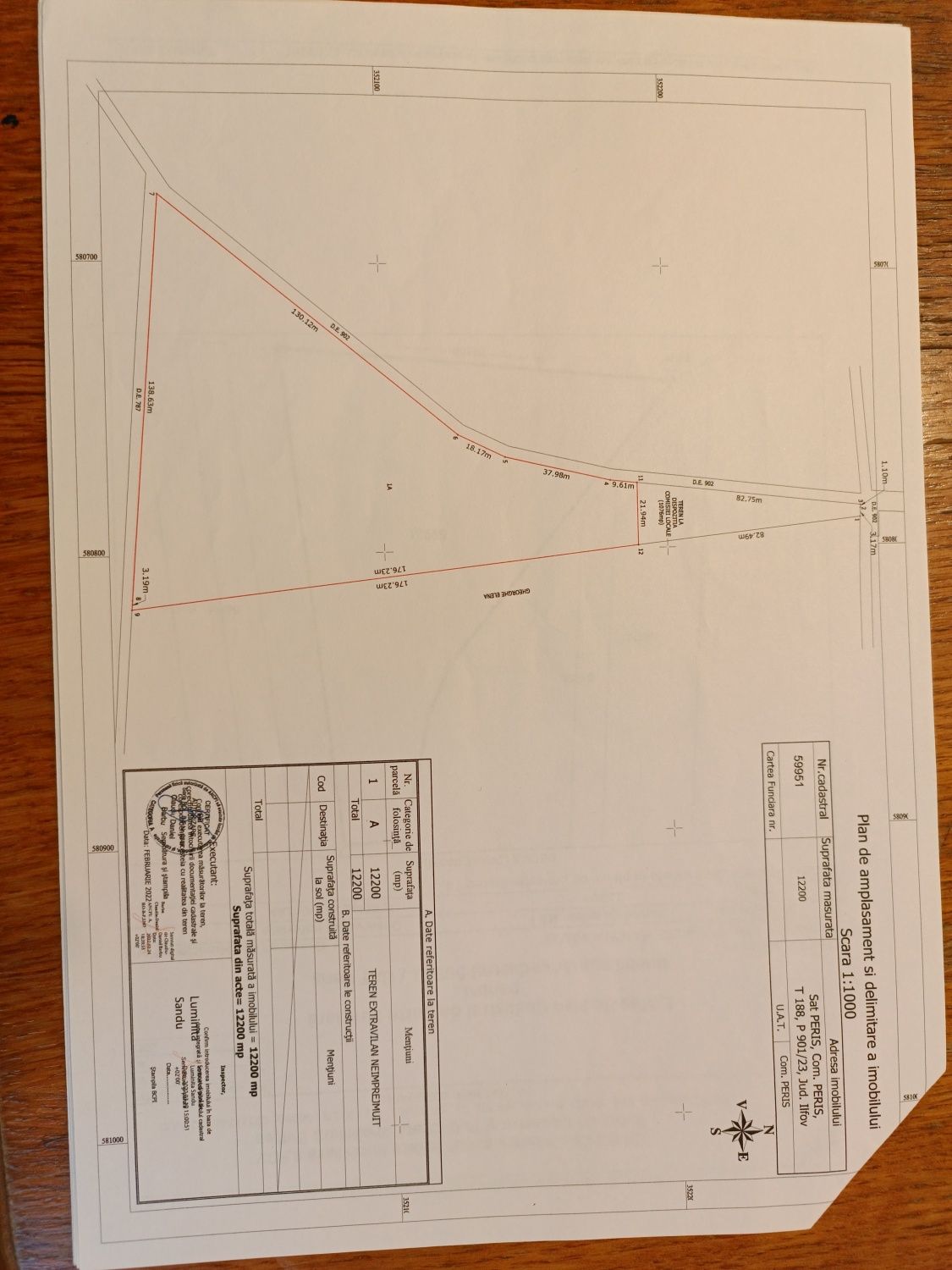 Teren agricol de vânzare 12.200 m² – Periș (Cocioc)