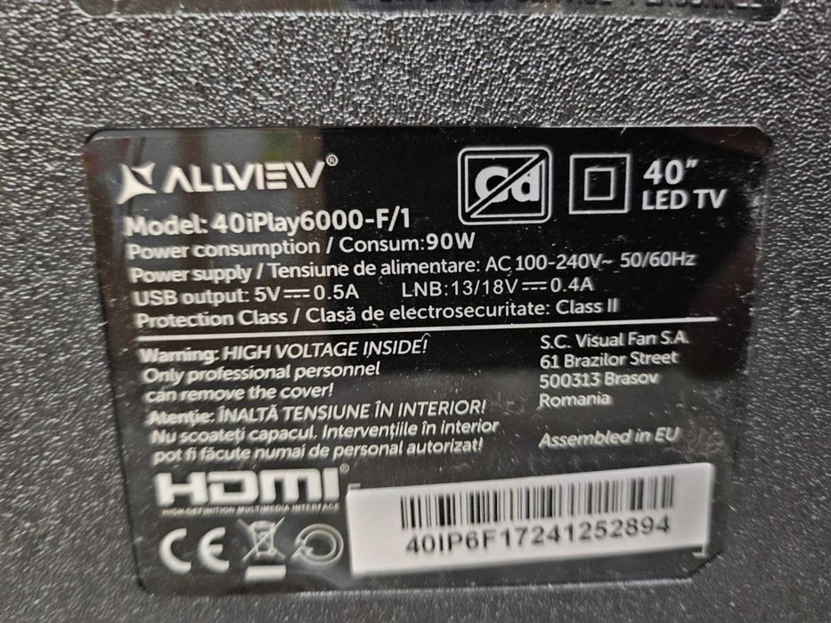 Hope Amanet P5-Televizor Allview LED 40iPlay6000-F,101cm,Smart,Full HD