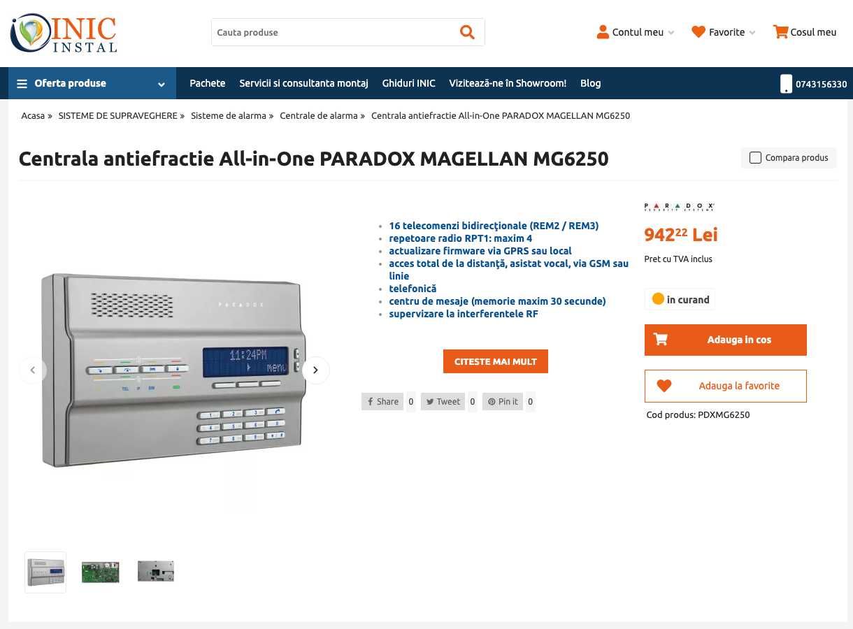 Sistem alarma casa Paradox Magellan MG6250