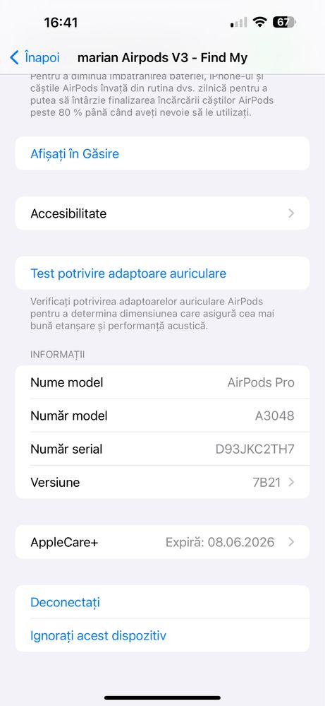 Casca stanga/dock Apple AirPods Pro 2nd Gen 2 2023 A2968Magsafe USB-C