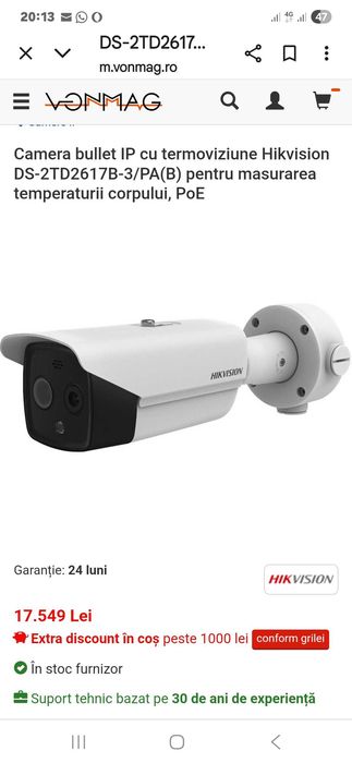 Camera  Hikvision cu termoviziune