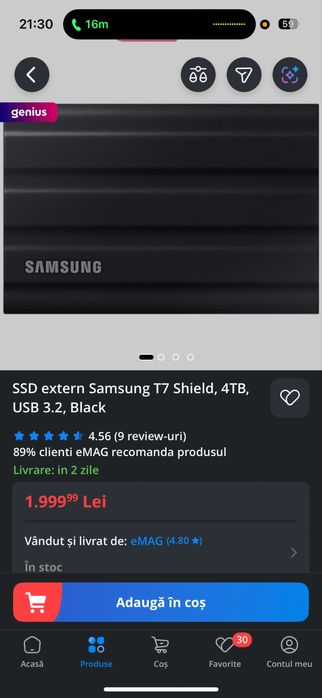 SSD extern Samsung T9 Black, 4TB, 2TB ,1TB