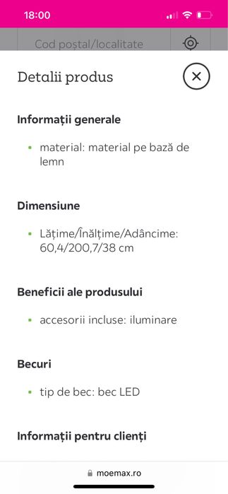 Dulap pentru hol cu doua usi