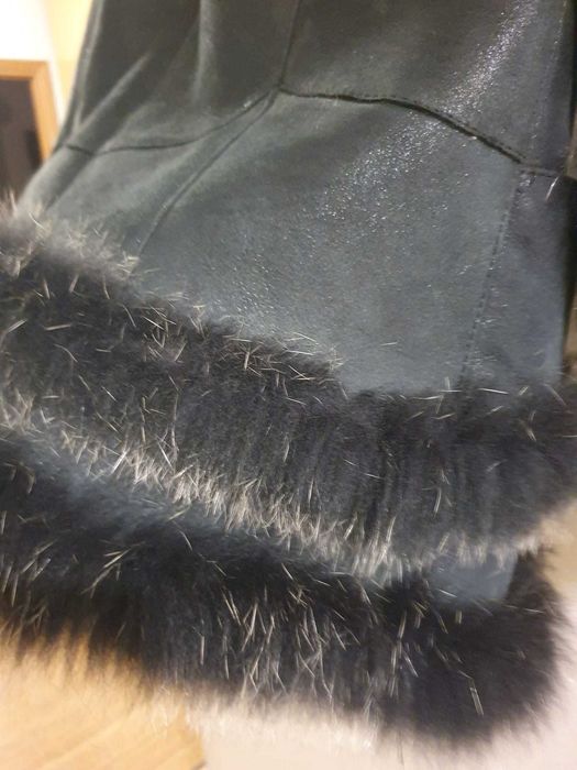 Cojoc blana naturala cu guler vulpe argintie