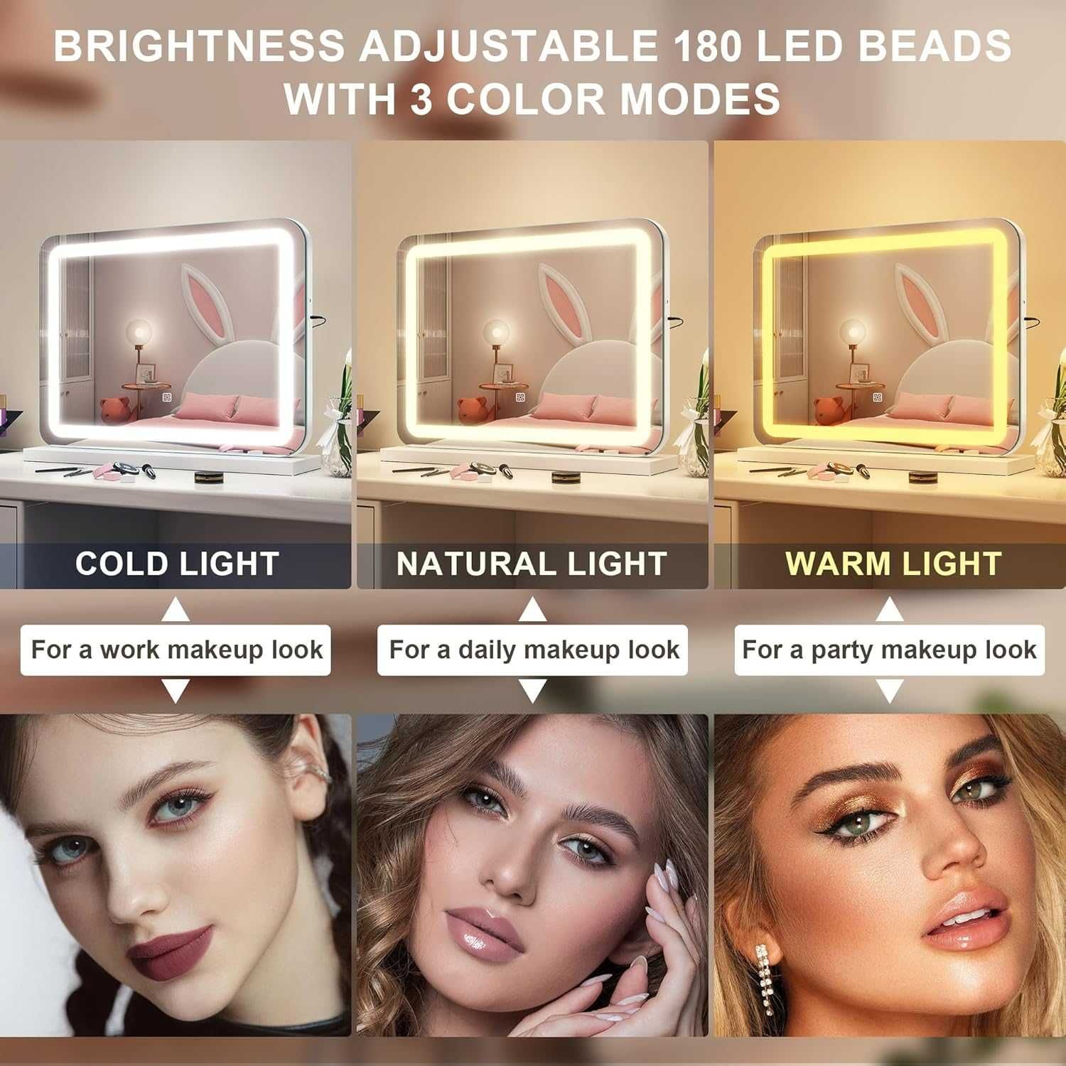 Лед LED Огледало Hollywood с осветление, 3 цвята, 580 x 480 мм c105