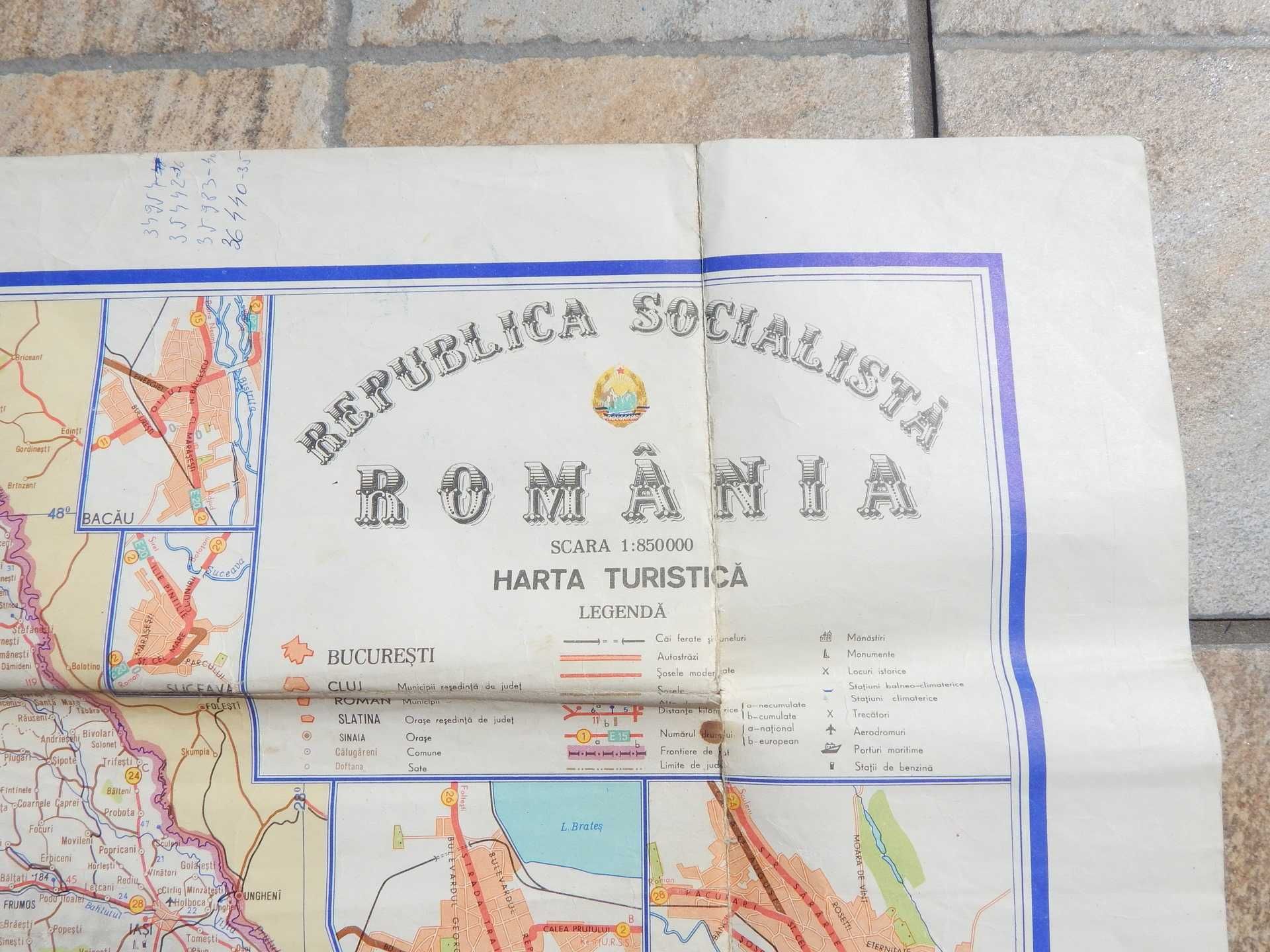 Harta turistica Republica Socialista Romania scara 1:850000