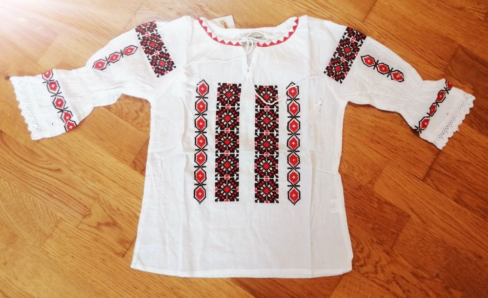 Ie motive tradiționale fetite din bumbac de la 0 la 16 anisori