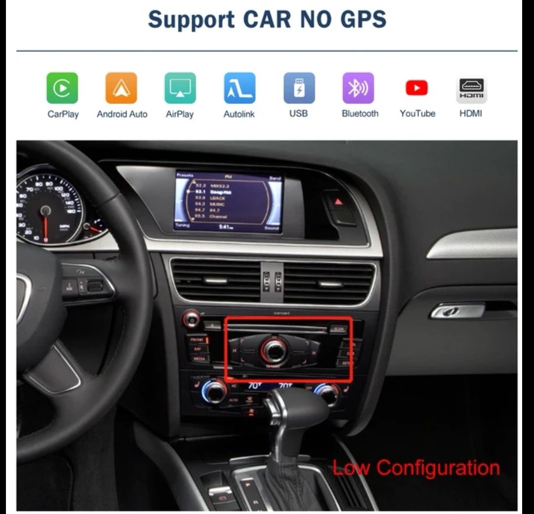 Road Top Wireless Apple CarPlay Android Auto - Audi A4 B8, B8.5, A5, Q