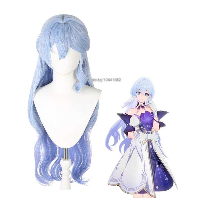 Светло синя аниме перука с подвижен кок Honkai Star Rail Robin Cosplay