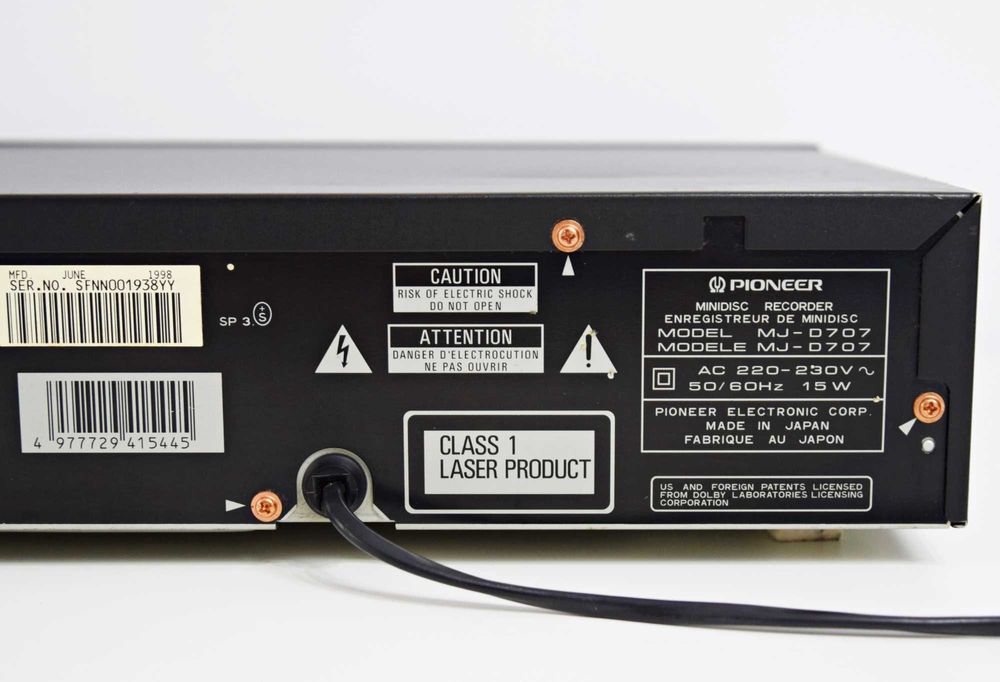 Minidisc Recorder Pioneer MJ-D 707