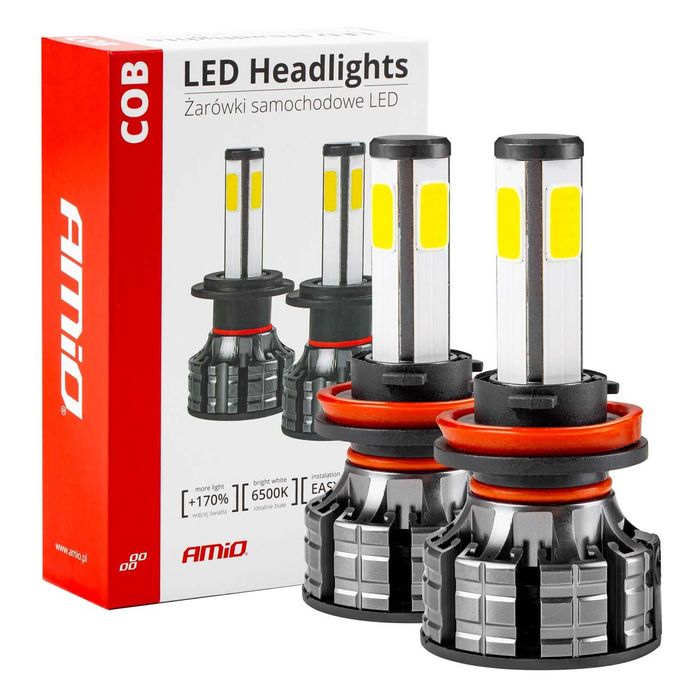 Led крушки за кола cob серия h8 h9 h11 6500k amio-02845