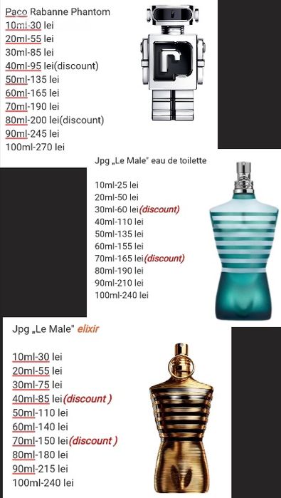 Vând urgent Jean Paul Gaultier,Paco Rabanne,mostre