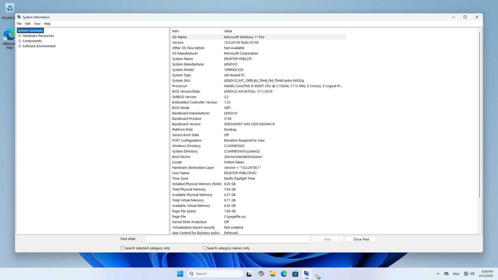 Lenovo ThinkCentre M920q, i5-8500T, 8GB RAM, 500GB HDD, Win 11 Pro