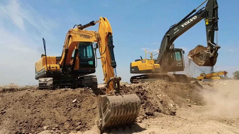 Копка котлована земляные работы уплотнение основания балласт tasyma.kz