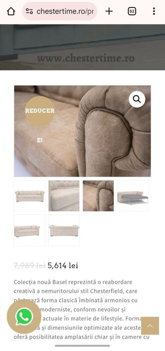 Set Chesterfield canapea si fotoliu