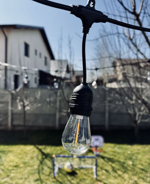 Ghirlanda luminoasa exterior 10m + 3m cablu 20 becuri E27, waterproof