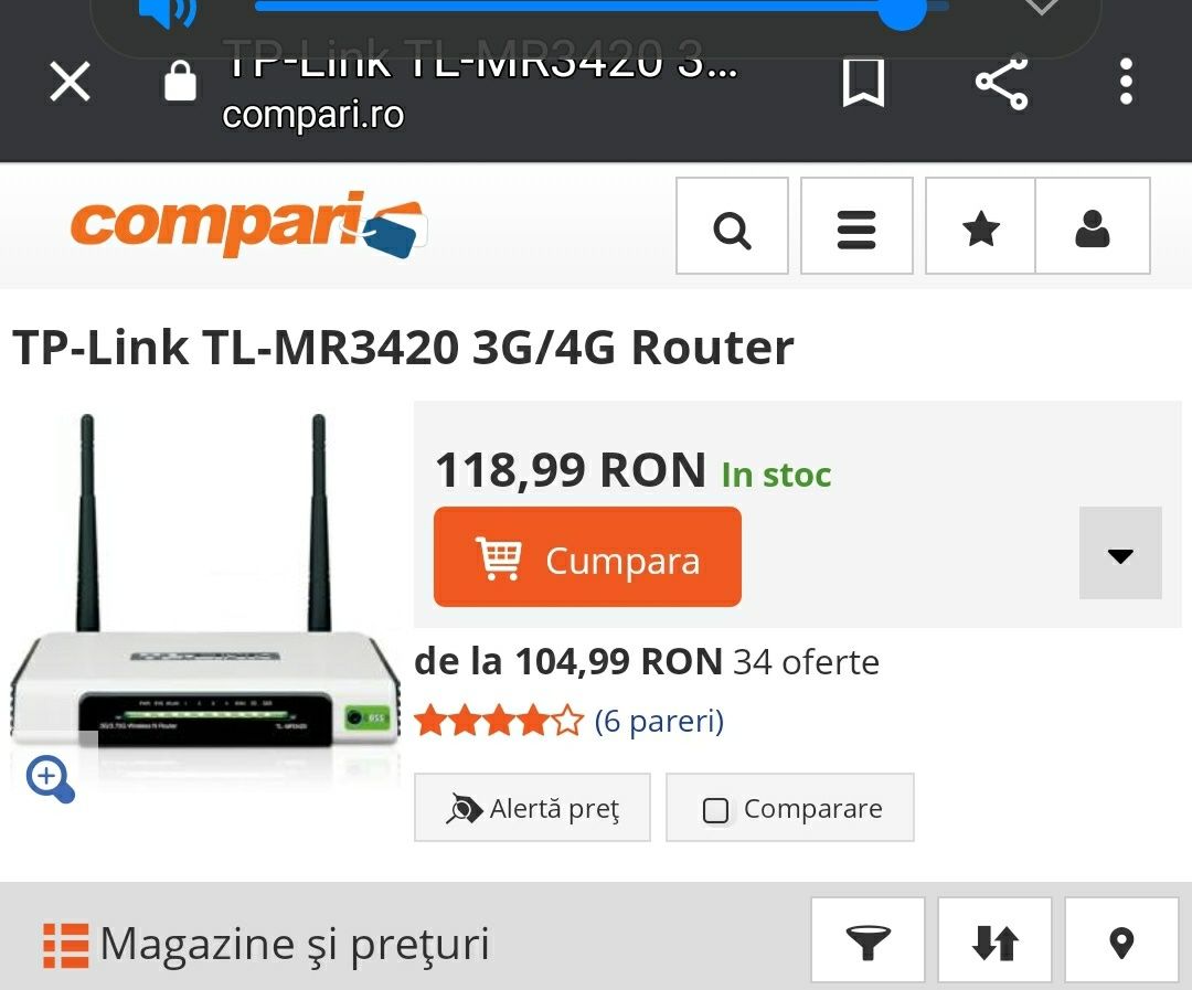Vand router wifi TP -LINK model TL-MR3420