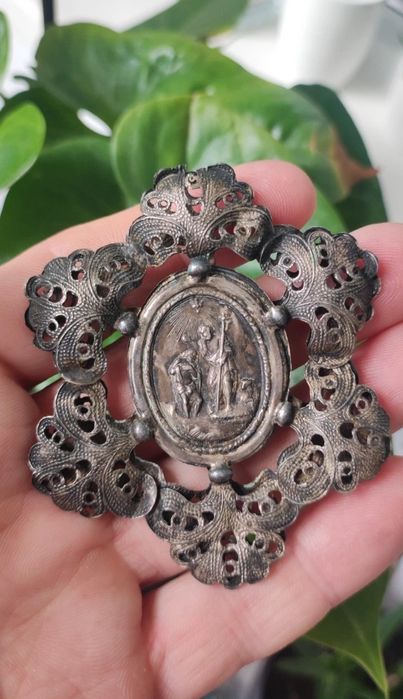 Amuletă Veche Religioasă Din Argint