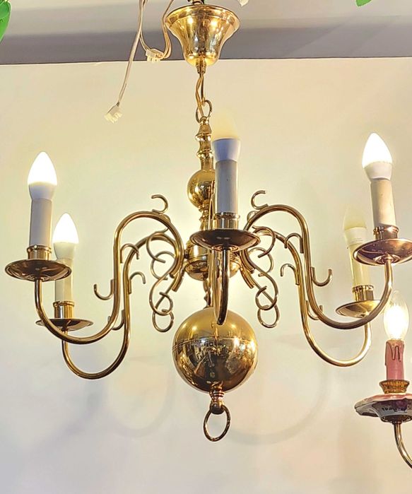 Полилей от полиран месинг с 6 рамена