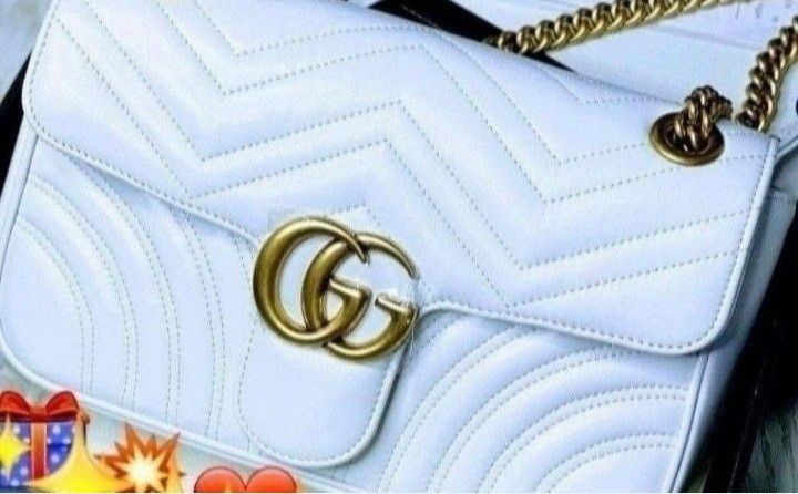 Geanta alba,model Marmont,25cm L,saculet, etichetă