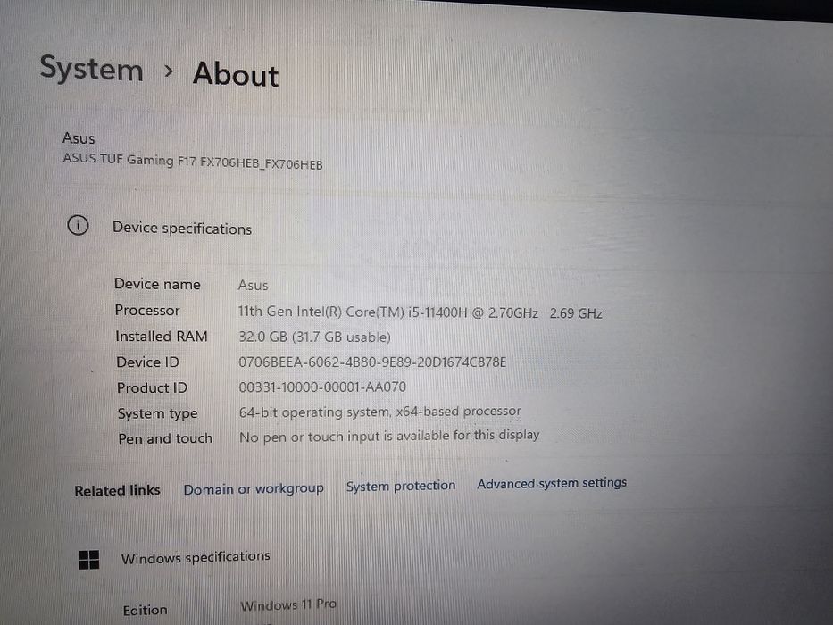 Asus tuf gaming F17 FX706H
