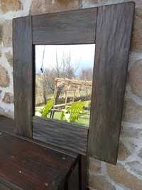 Винтидж дървено огледало от дъб