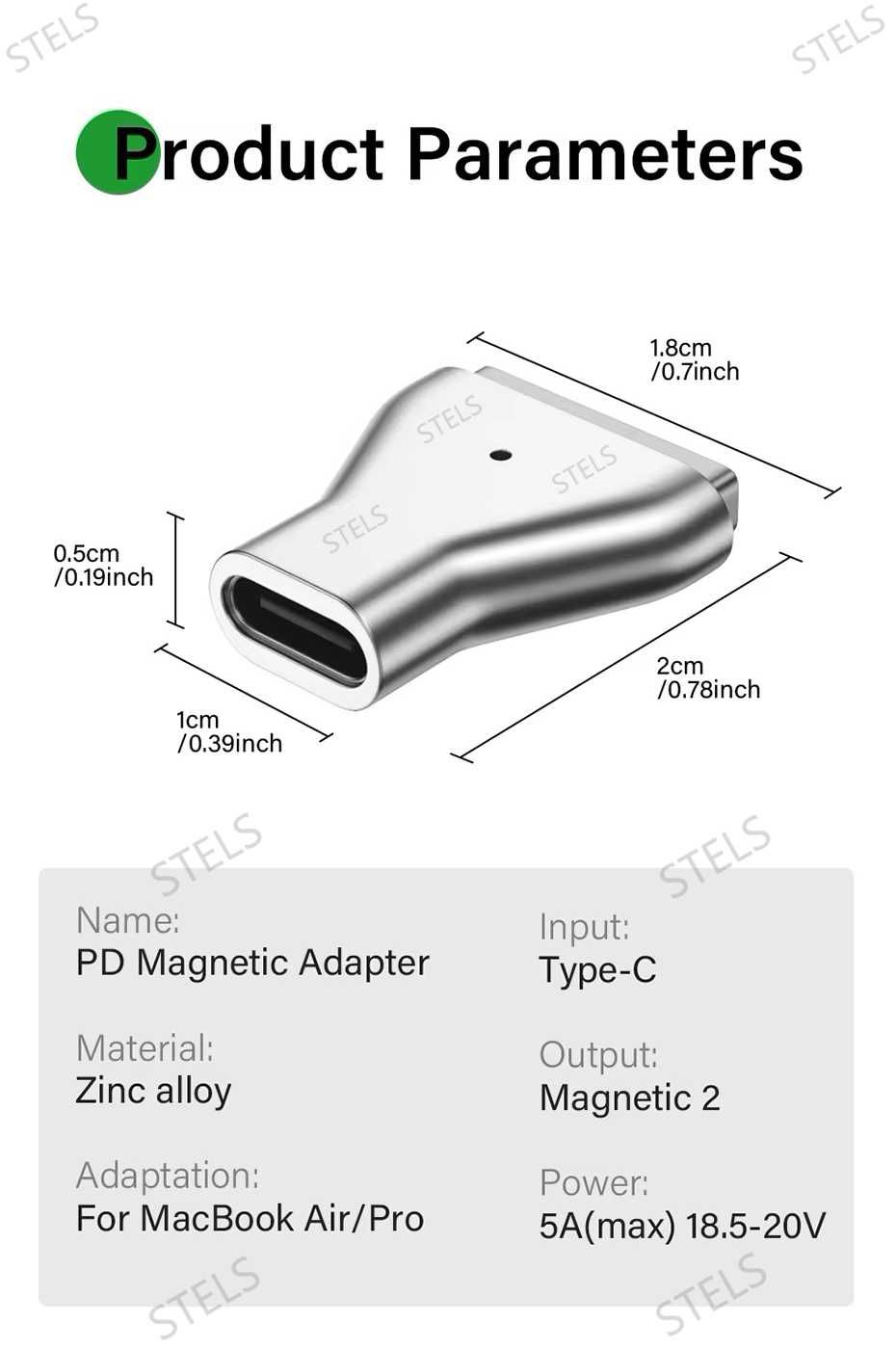 Адаптер USB-C към MagSafe 2 за MacBook, Бързо зареждане, Магнитен