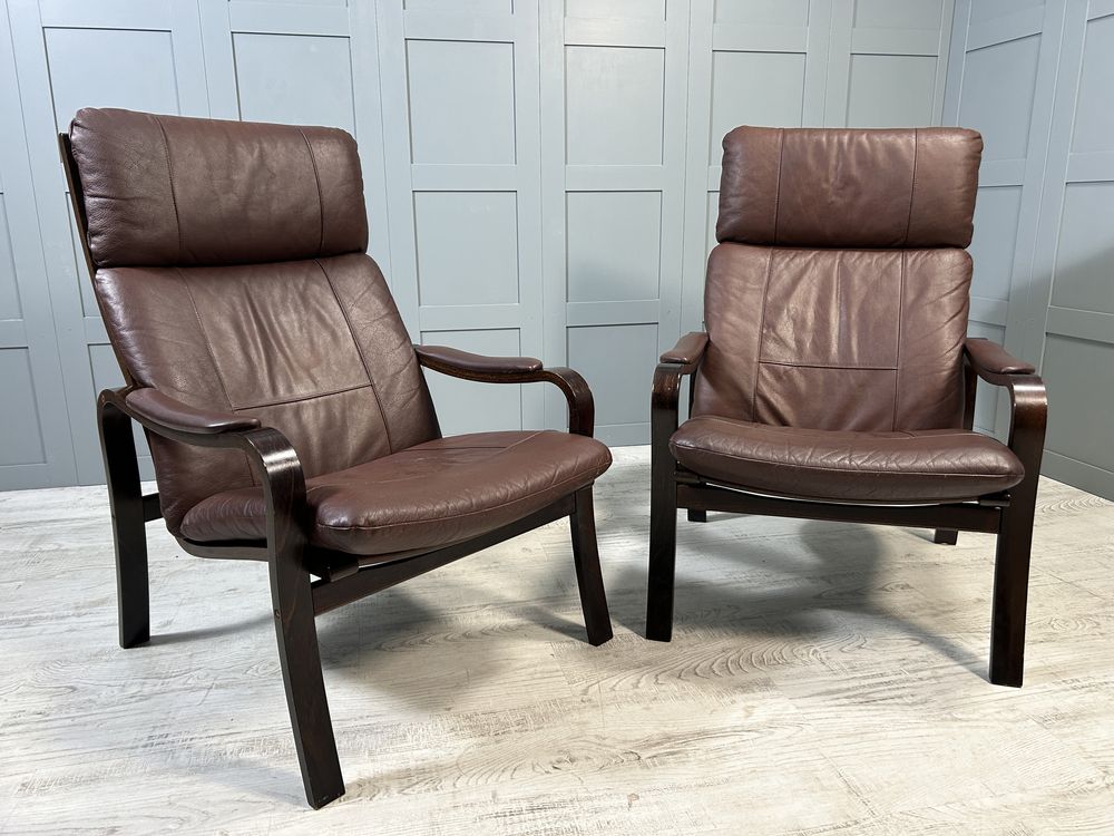 Скандинавски кресла, естествена кожа Д819