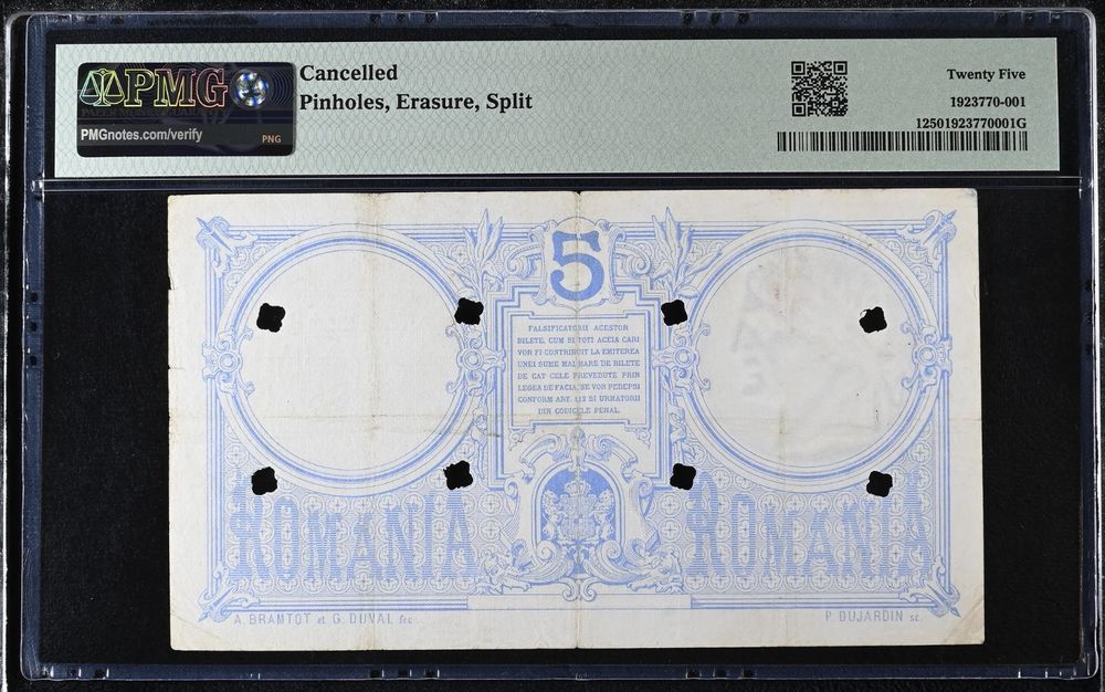 Bilet hypothecar 5 lei 1877 gradat PMG 25