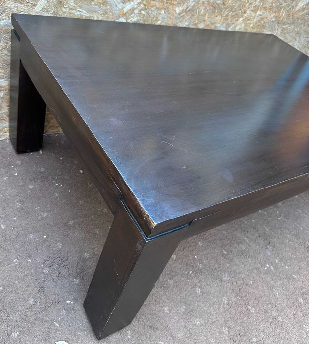 Masuta de cafea din lemn masiv neagra din stejar; Masa cu blat 120x75