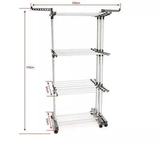 Разтегателен сушилник за дрехи с 3 нива, 72-130см, Германия