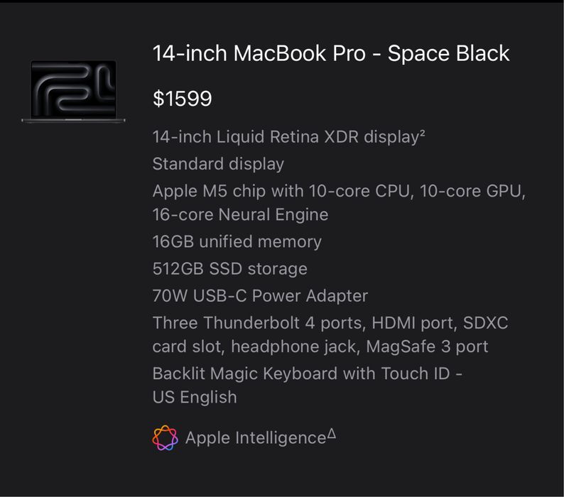 New macbook pro m5 16/512 GB