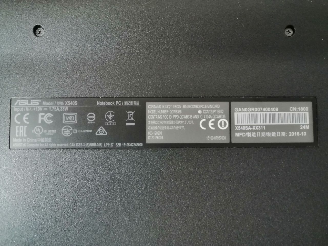 Laptop Asus X540S
