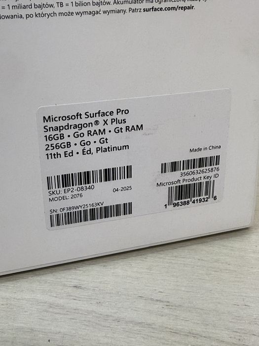 Microsoft Surface Pro Snapdragon X Plus 16/256gb sigilata !