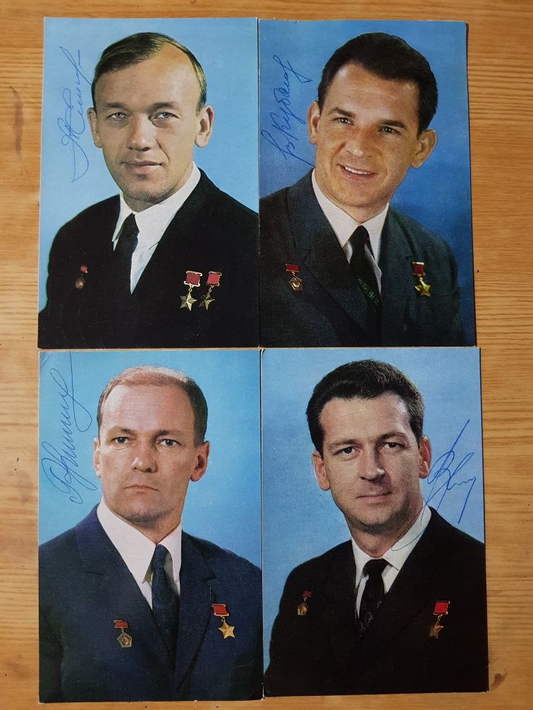 Автографы подписные открытки Космонавтов 19 штук Цена за все 19 штук.