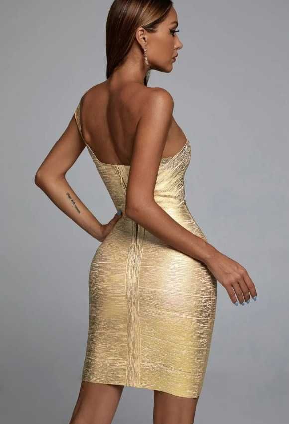 Rochie Aurie Tip Bandage - Eleganță și Confort!