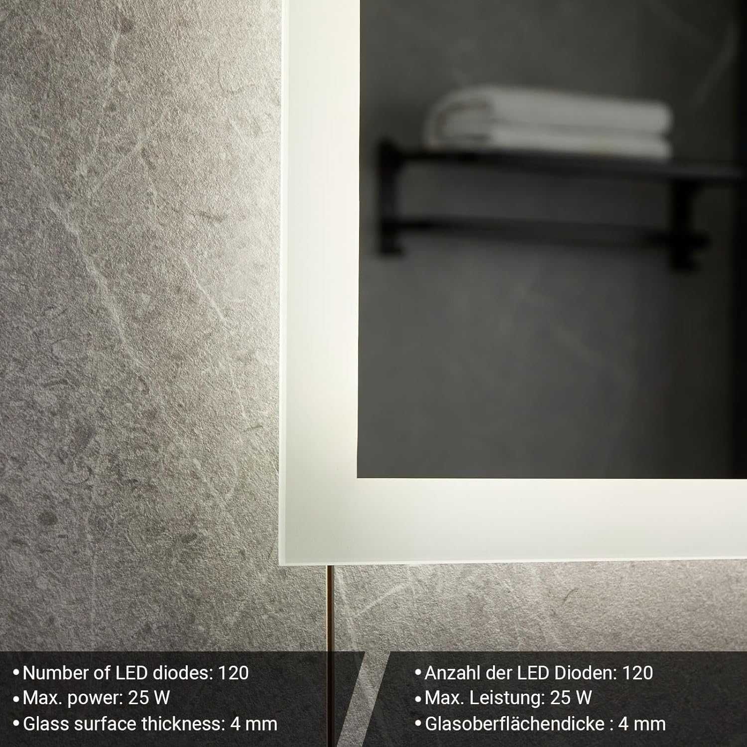 *Oglinda de baie cu iluminare LED - 80x60 cm