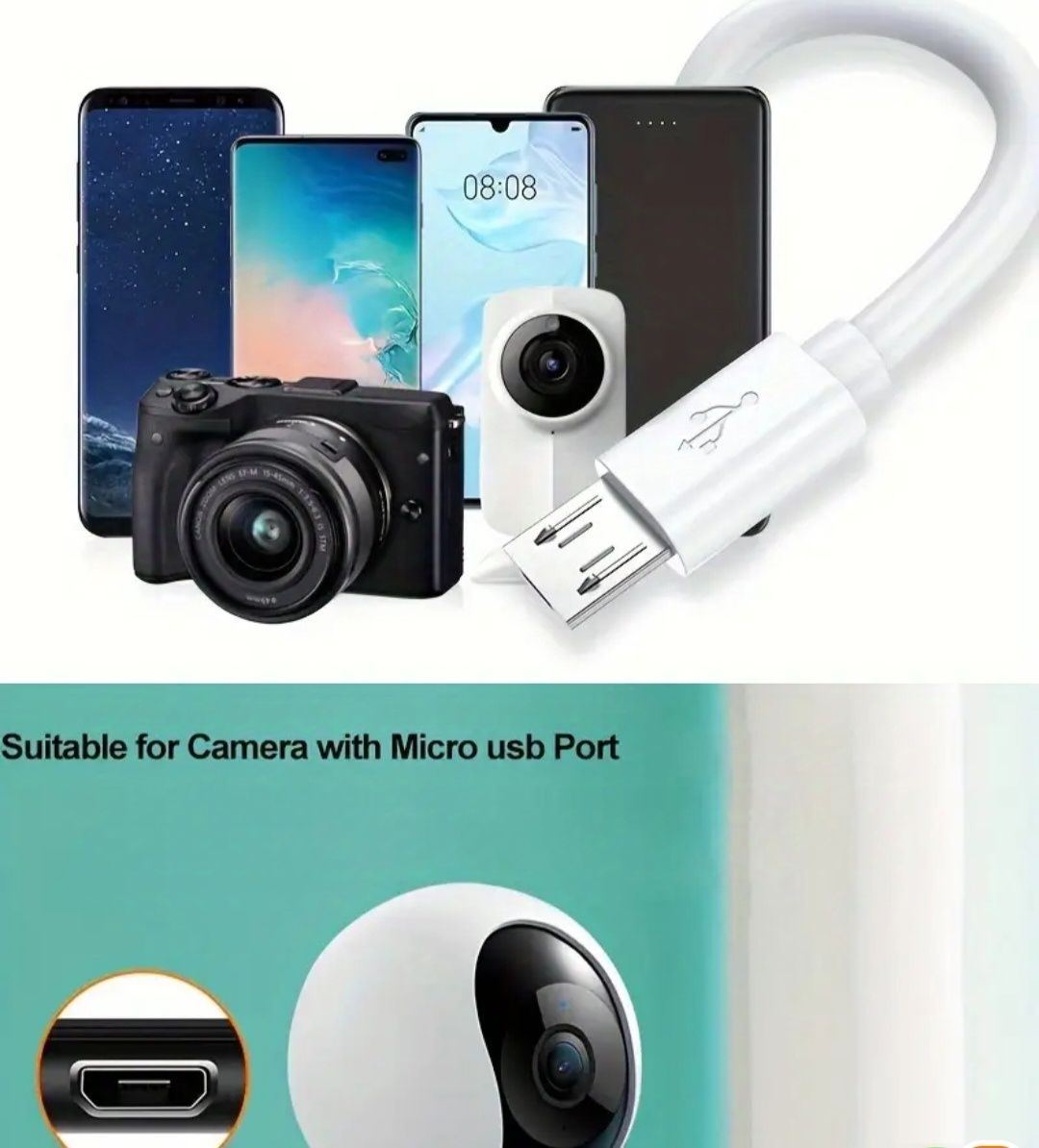 Микро USB кабел за зареждане 36W, 5м, USB до Micro USB за WI-FI камери