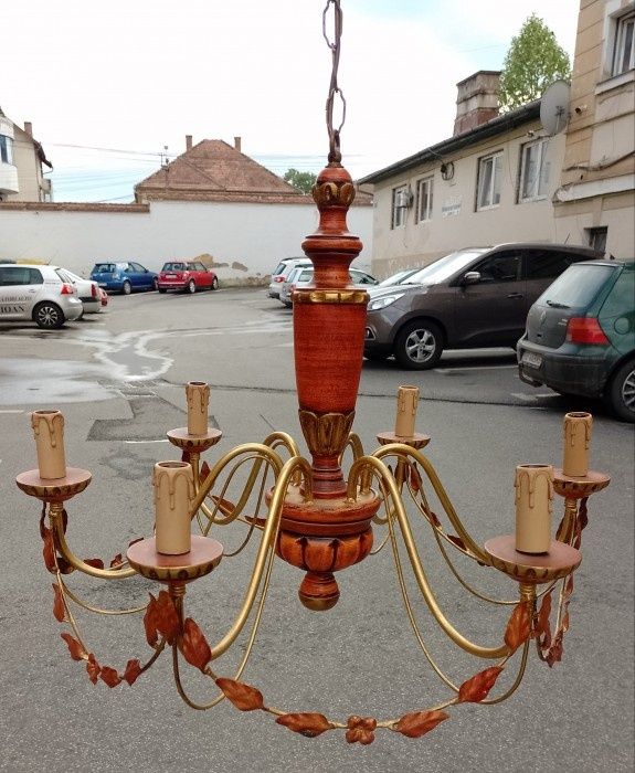 Elegant candelabru din lemn și fier forjat,piesa deosebita ,stare exce