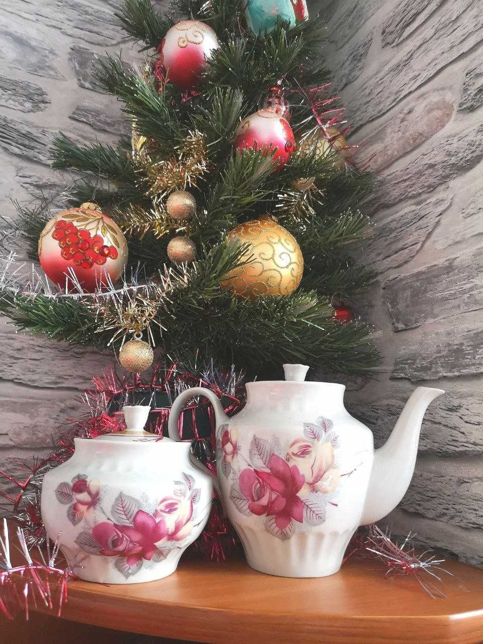 Руски порцелан ЛФЗ завод чайник и захарница
