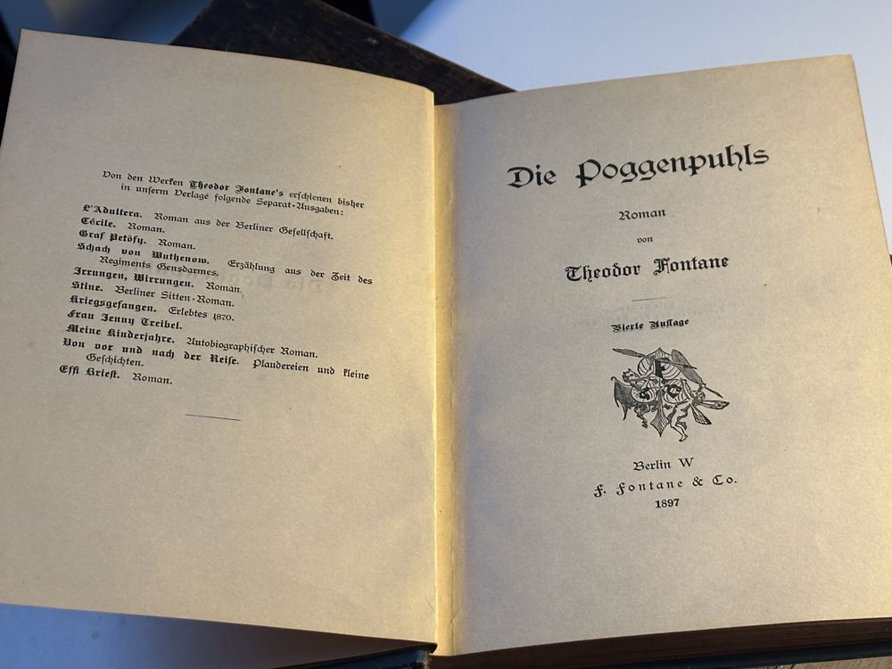 Carte in germana Theodor Fontane Die Poggenpuhls 1887 prima editie