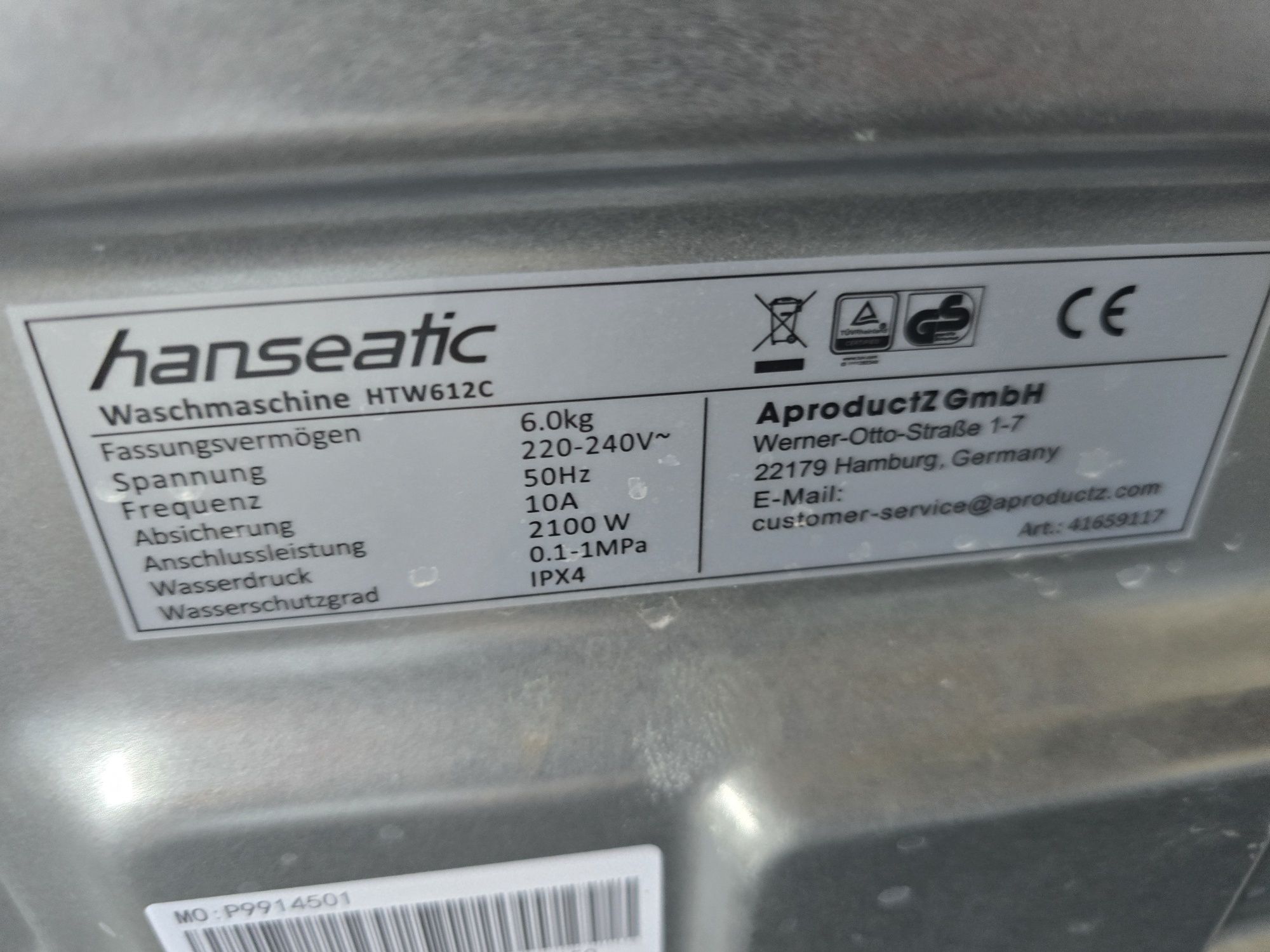 Пералня с горно зареждане Hanseatic  6 кг