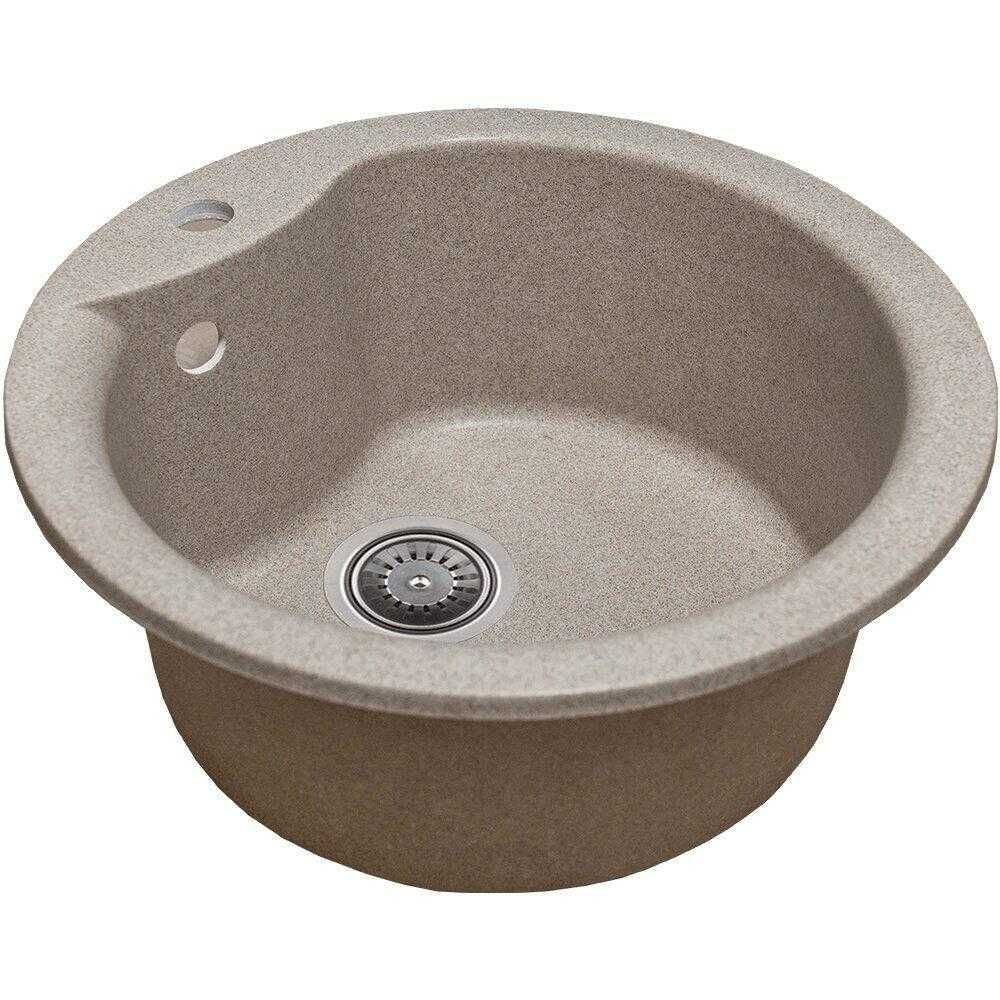 Chiuveta bucatarie granit compozit negru / bej cuva rotunda 49 cm