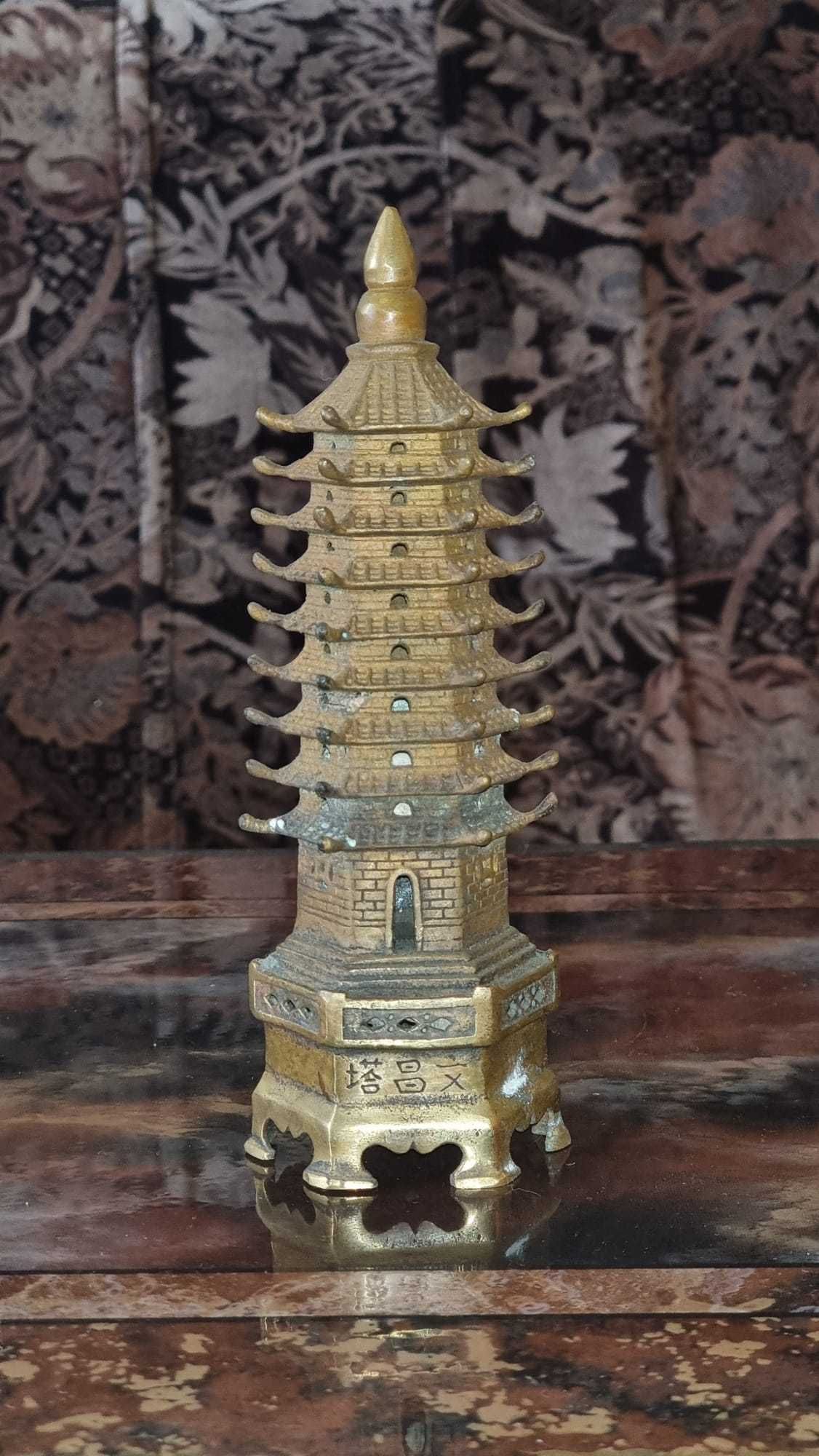 Бронзова пагода, стара, ръчна изработка, 20 см.,
